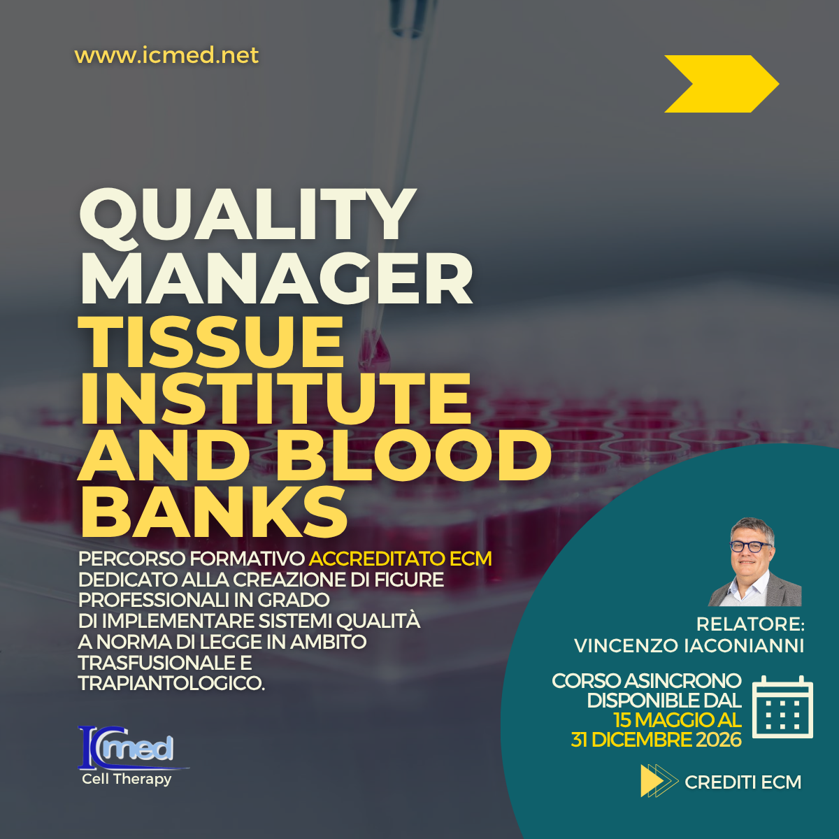 7158-482048 _ QUALITY MANAGER NEGLI ISTITUTI DEI TESSUTI, SERVIZI TRASFUSIONALI E PROGRAMMI TRAPIANTI - Fad Asincrono